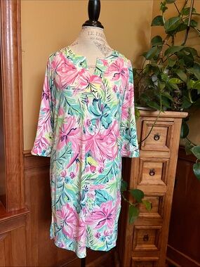 Island Collection by Stella Parker Pink Tropical Dress women’s medium
